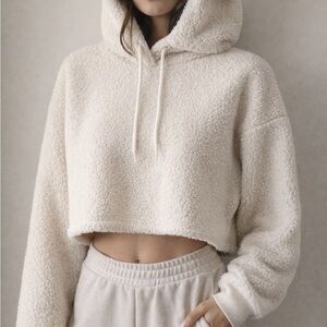 Gilly Hicks cropped Hoodie with Ears Soft Beige/White size XS